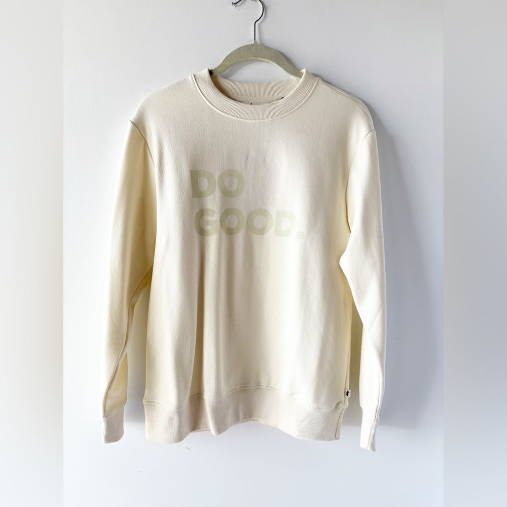 NWT Cotopaxi Do Good Crewneck Sweatshirt Cream Off White Graphic Pullover S